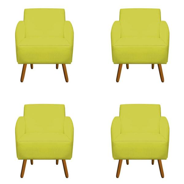 Imagem de Kit 04 Poltronas Decorativa Laura Pés Palito Suede Amarelo - D'Classe Decor