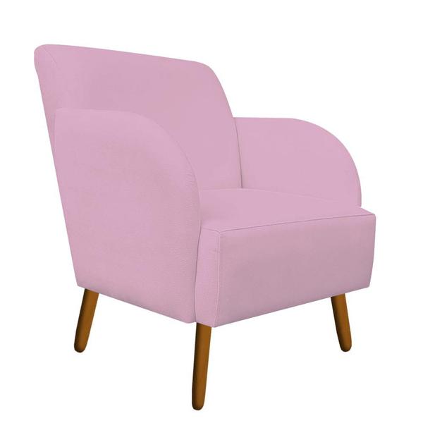 Imagem de Kit 04 Poltronas Decorativa Laura Pés Palito Suede Rosa Bebê - D'Classe Decor