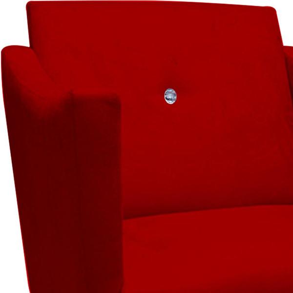 Imagem de Kit 04 Poltronas Decorativa Naty Pés Palito C/Strass Suede Vermelho - D'Classe Decor