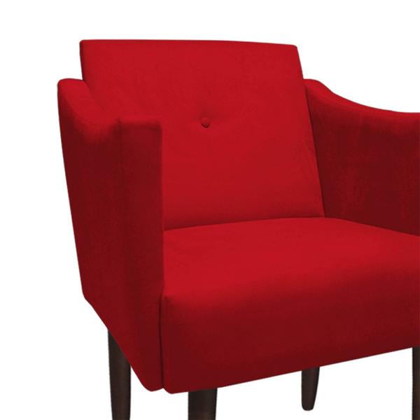 Imagem de Kit 04 Poltronas Decorativa Naty Pés Palito Suede Vermelho - D'Classe Decor