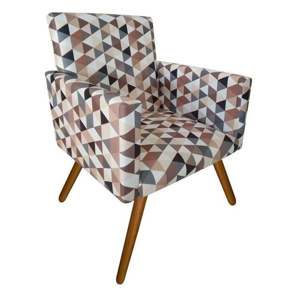 Imagem de Kit 04 Poltronas Decorativa Nina Suede Triangulos Bege