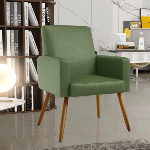 Imagem de Kit 04 Poltronas Decorativa Para Sala De Estar Maria W01 Pés Palito Facto Verde Musgo - Lyam Decor