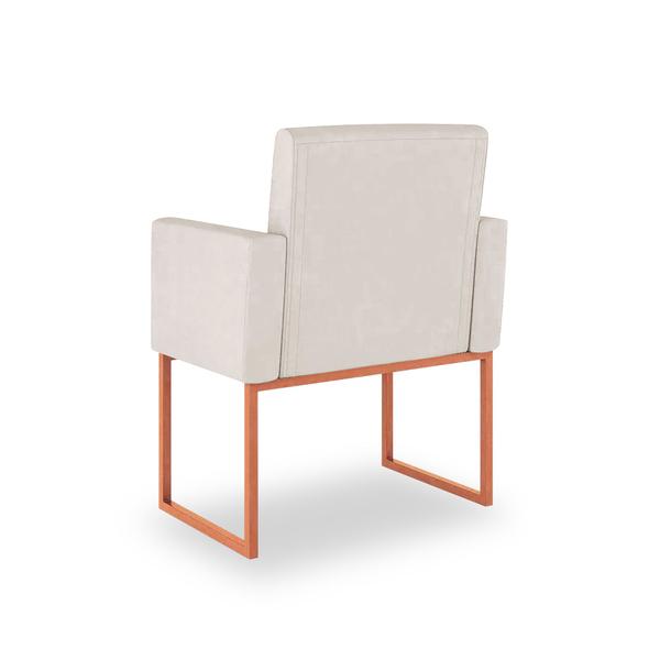 Imagem de Kit 04 Poltronas Decorativa Sala cor Bege - Base Ferro Rosé