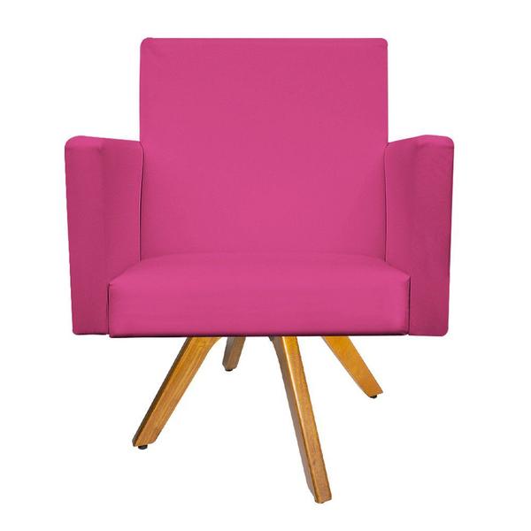 Imagem de Kit 04 Poltronas Decorativas Arenzza Base Giratória de Madeira Corano Pink - KDAcanto Móveis