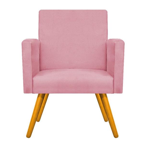 Imagem de kit 04 Poltronas Decorativas Arenzza Palito Mel Suede Rosa Bebê - DAMAFFÊ MÓVEIS