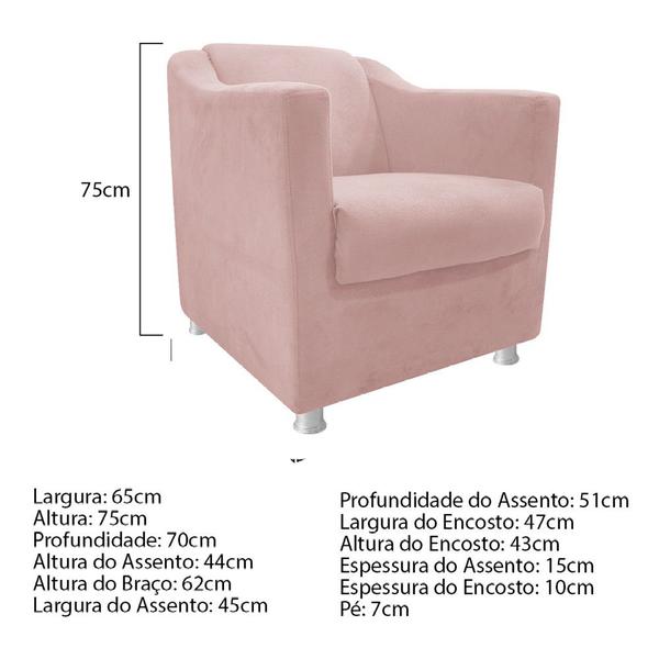 Imagem de kit 04 Poltronas Decorativas Babel Sala de Estar Recepção Suede Rosê - DAMAFFÊ MÓVEIS