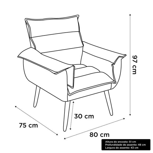 Imagem de Kit 04 Poltronas Decorativas Modernas Sala e Recepção Monza Pés Palito Veludo Marrom - Desk Design