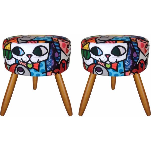 Imagem de Kit 04 Poltronas Decorativas Nina E 2 Puff Romero Brito