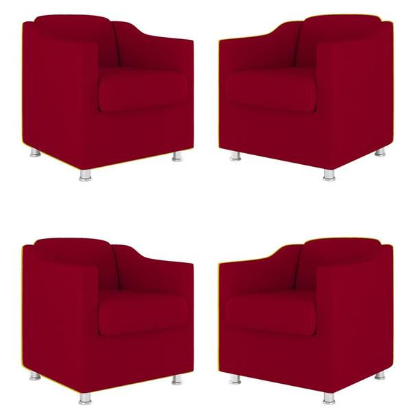 Kit 04 Poltronas Decorativas Sala de Espera Clinica Suede - Balaqui Decor Imagem de Kit 04 Poltronas Decorativas Sala de Espera Clinica Suede