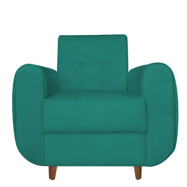 Imagem de Kit 04 Poltronas Golden Pés Palito Suede Azul Tiffany - D'Classe Decor