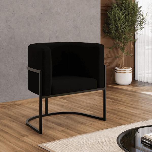 Imagem de Kit 04 Poltronas Lua Sala Decorativa Base de Ferro Black