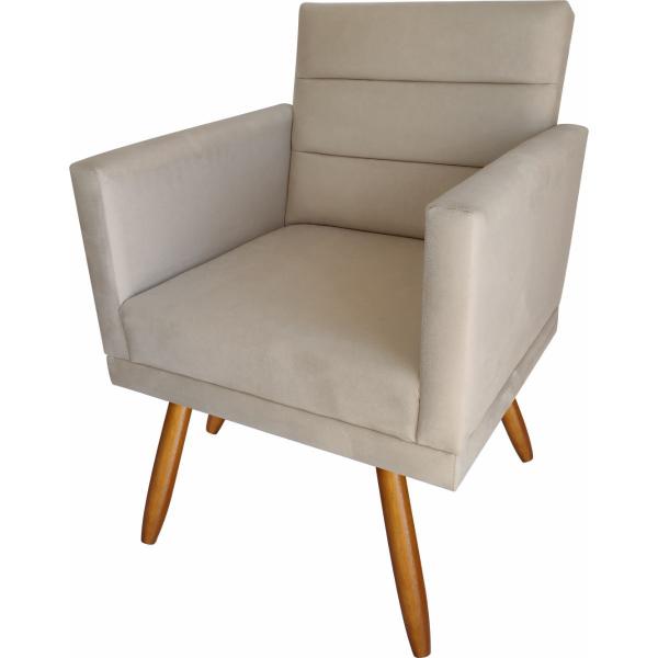 Imagem de Kit 04 Poltronas Luxo Decorativas Nina Suede Bege