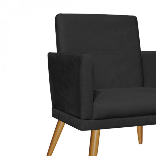 Imagem de Kit 04 Poltronas Nina Rodapé Sala de Estar Recepção Suede Preto - Ahz Móveis