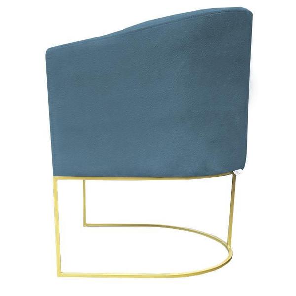 Imagem de Kit 04 Poltronas Paola Base de Ferro Sued Azul Tiffany - D'Classe Decor