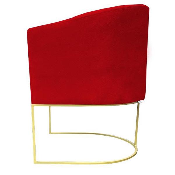 Imagem de Kit 04 Poltronas Paola Base de Ferro Sued Vermelho - D'Classe Decor