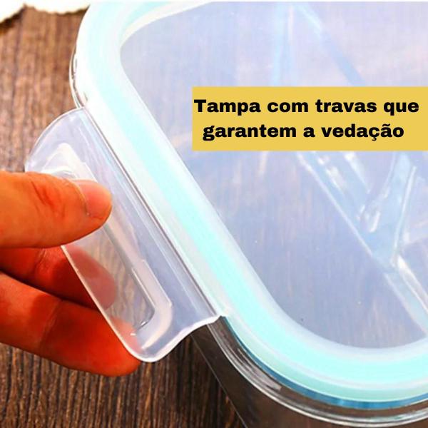 Imagem de Kit 04 Potes De Vidro Com Tampa Hermético Quadrado 520ml  - Vasilha Grande Transparente Para Refeição