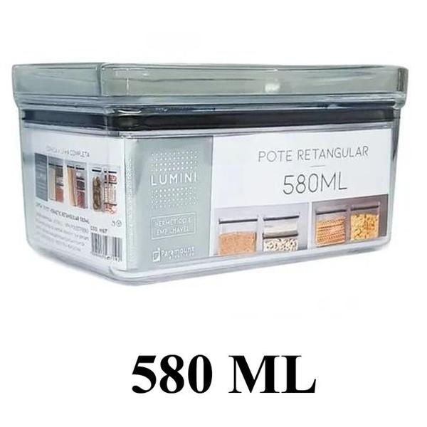 Imagem de kit 04 Potes Para Mantimentos Herméticos Retangular Empilhável 580ml Código 1167 Paramount Plásticos