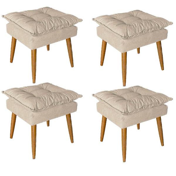 Imagem de Kit 04 Puff Puf Banqueta Opala Para Quarto Sala Recepção Suede Bege - Ninho Decor