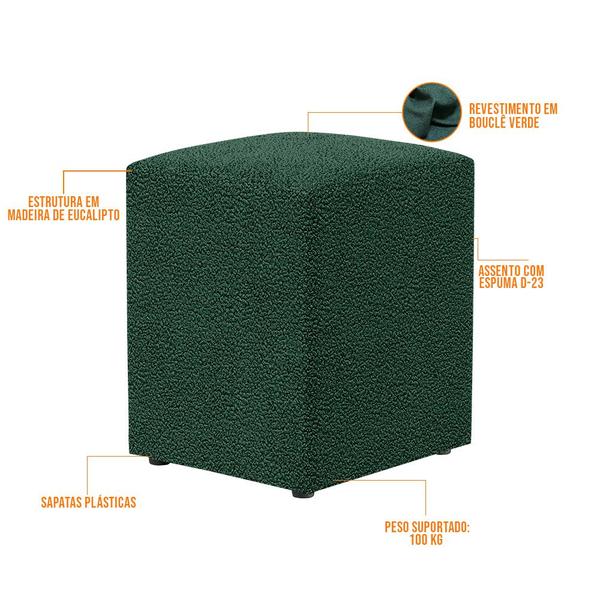 Imagem de Kit 04 Puffs Quadrado L02 Decorativo Bouclê Verde - Lyam Decor