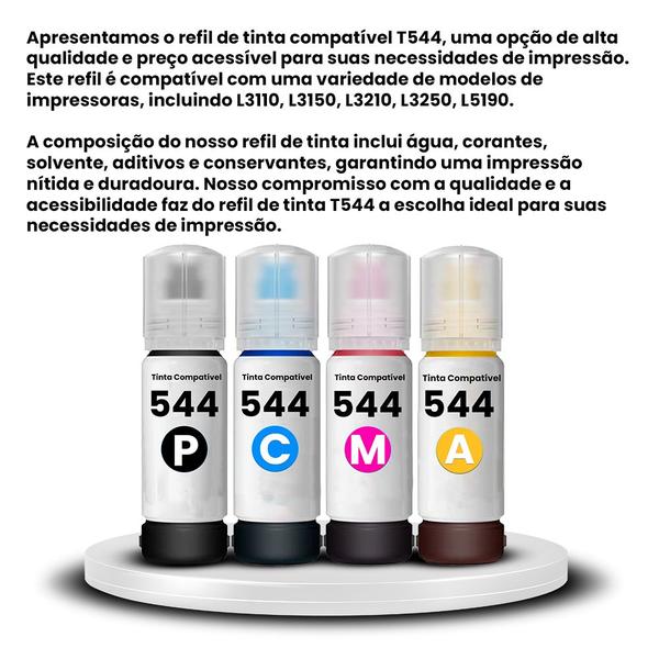 Imagem de kit 04 refil de tinta T544 / 544 para impressora tank L3250