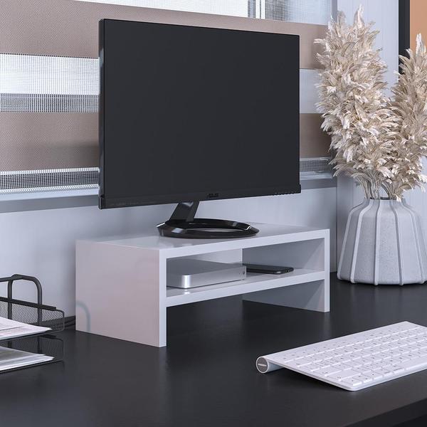 Imagem de Kit 04 Suportes Stand Para Monitores Mesa Escritório Home Office Lap L03 Branco - Lyam Decor