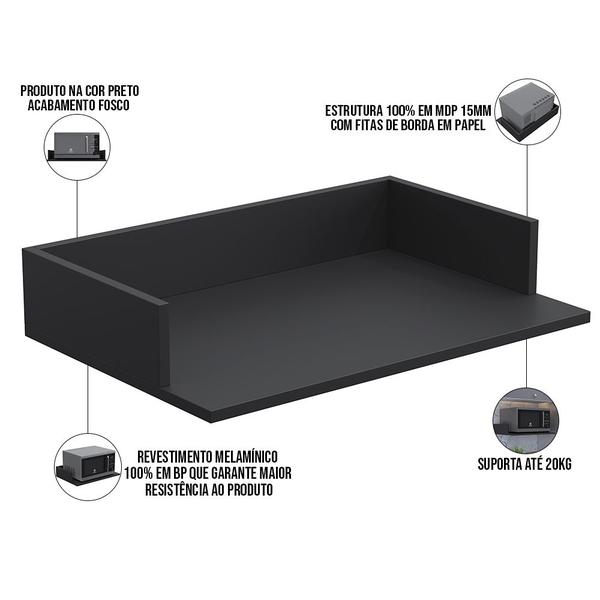 Imagem de Kit 04 Suportes Suspensos Para Micro-ondas Forno 60x40 cm Class L03 Preto - Lyam Decor