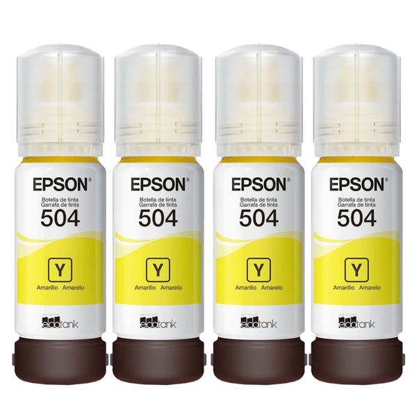 Imagem de Kit 04 Tinta Original L4260 L4160 L6191 L6171 T504 Amarelo