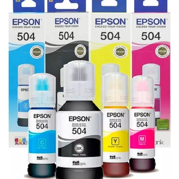 Kit 04 Tinta Original L4260 L4160 L6191 L6171 T504 - EPS Genuíno Kit 04 Tinta Original L4260 L4160 L6191 L6171 T504 - EPS Genuíno