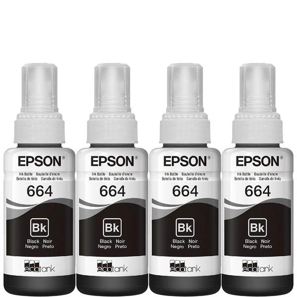 Kit 04 tintas Preto T664120-2P Para L120 - Eps0n Imagem de Kit 04 tintas Preto T664120-2P Para L120