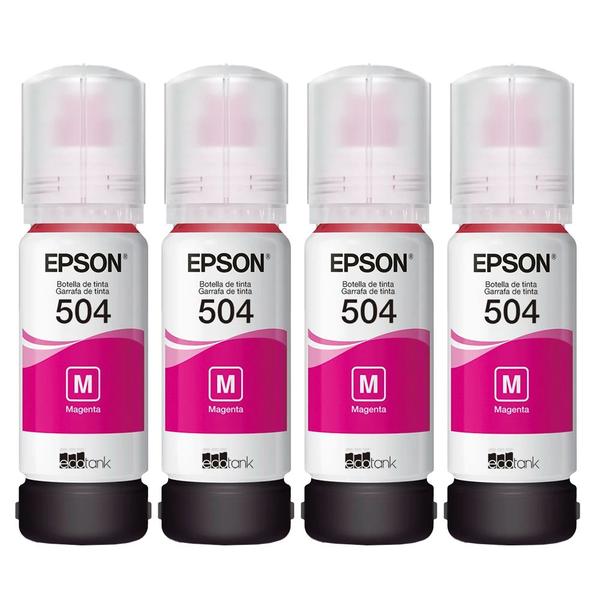 Kit 04 tintas T504 Magenta para impressora L6270 - Eps0n Imagem de Kit 04 tintas T504 Magenta para impressora L6270