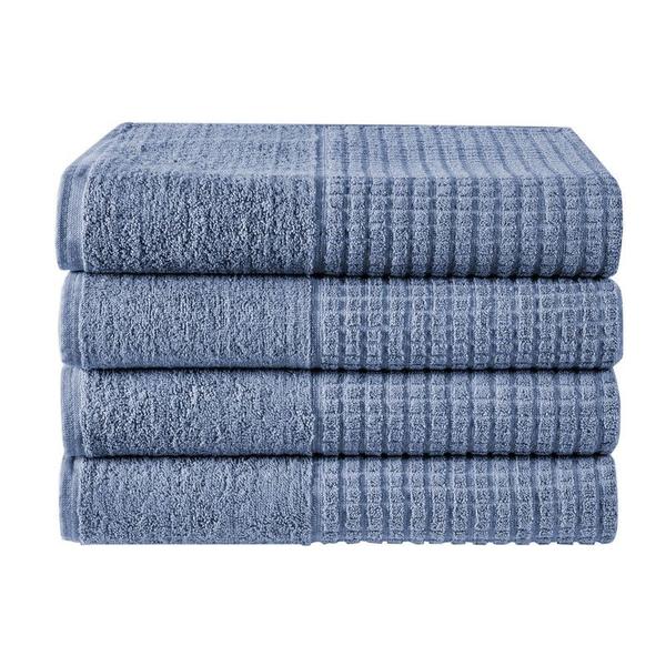 Imagem de Kit 04 Toalhas de Banho 100% Algodao Hipoalergenica Super Macia Paris  Azul Jeans