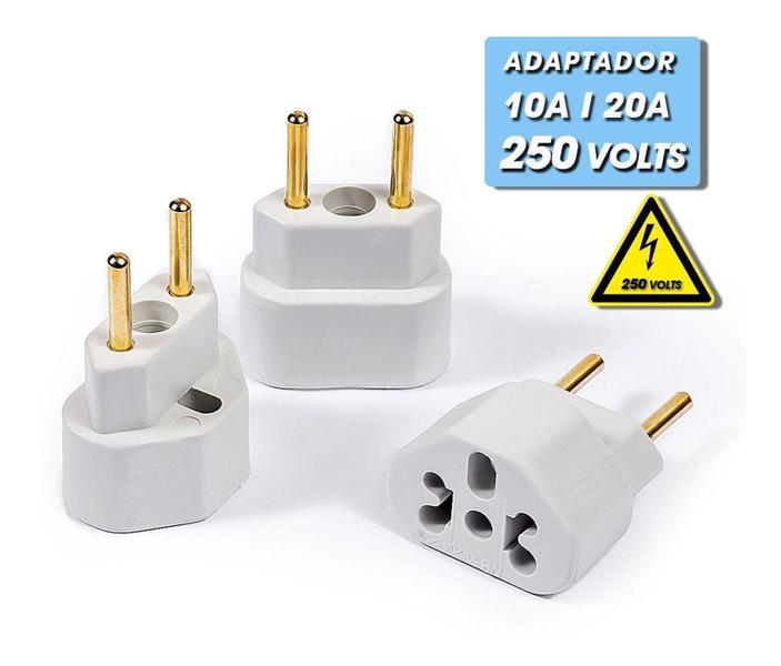 Imagem de Kit 05 Adaptadores De Tomada Plug Para 10a e 20a Até 250v T - Complete Store