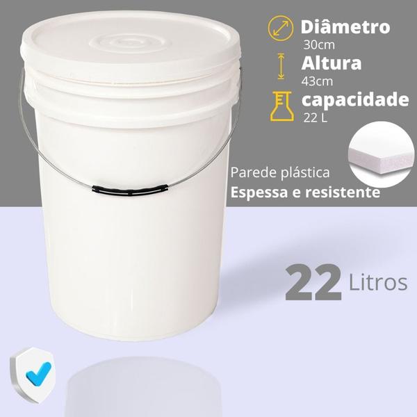 Kit 05 Baldes Plástico 22L Atóxico com Tampa Hermética e Alça Metálica para Armazenamento Alimentos - Silcal Imagem de Kit 05 Baldes Plástico 22L Atóxico com Tampa Hermética e Alça Metálica para Armazenamento Alimentos