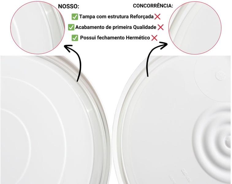 Kit 05 Baldes Plástico 22L Atóxico com Tampa Hermética e Alça Metálica para Armazenamento Alimentos - Silcal Imagem de Kit 05 Baldes Plástico 22L Atóxico com Tampa Hermética e Alça Metálica para Armazenamento Alimentos