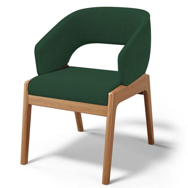 Imagem de Kit 05 Cadeiras de Jantar e Estar Living Estofada Lince L02 Suede Verde Musgo - Lyam Decor