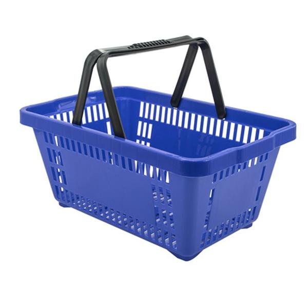 Imagem de Kit 05 Cestinhas Plástica para Compras Supermercado Delicatessen Peças 18 litros Azul