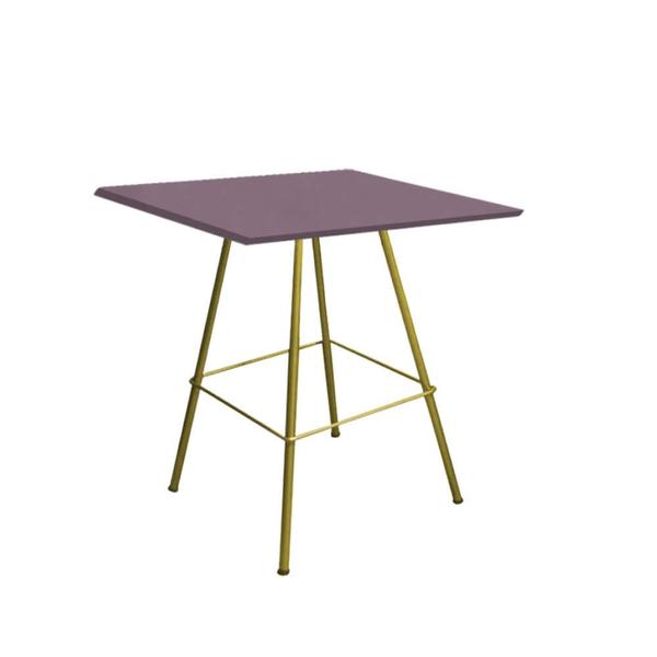 Imagem de Kit 05 Mesa de Centro Industrial Juan Eiffel Escritório Sala Ferro Dourado Tampo MDF Quadrado Rose Rosa - Ahazzo Móveis