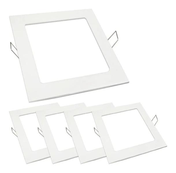 Imagem de Kit 05 Painel Plafon Led Embutir Slim 15x15 12w Quadrado Branco Nêutro