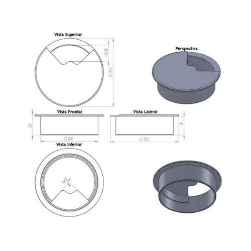 Imagem de Kit 05 Passa fio e Cabo Pequeno ou Grande 45mm e 59mm Móveis