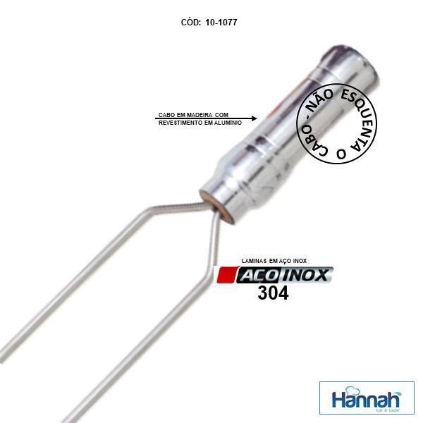 Imagem de Kit 05 Peças Espeto Churrasco Aço Inox Duplo  85 Cm Cabo Em Madeira Revestido Alumínio