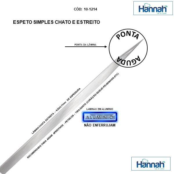 Imagem de Kit 05 Peças Espeto Churrasco Alumínio 85 Cm Chato Estreito Aperitivo Cabo Em Madeira Revestido Alumínio