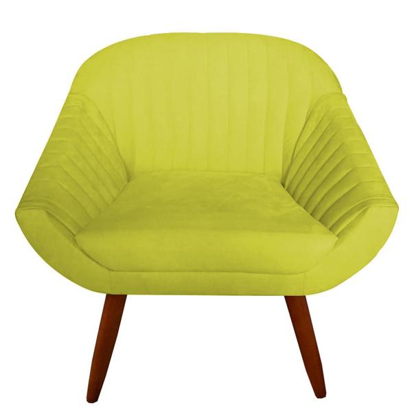 Imagem de Kit 05 Poltrona Anitta Pés Palito Suede Amarelo - D'Classe Decor