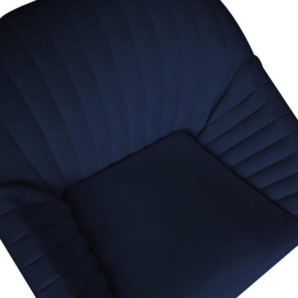 Imagem de Kit 05 Poltrona Anitta Pés Palito Suede Azul Marinho - D'Classe Decor