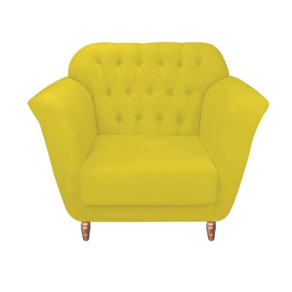 Imagem de Kit 05 Poltrona Cadeira Decorativa  Ster com Capitone  Sala de Estar Recepção Escritório material sintético Amarelo - KDAcanto Móveis