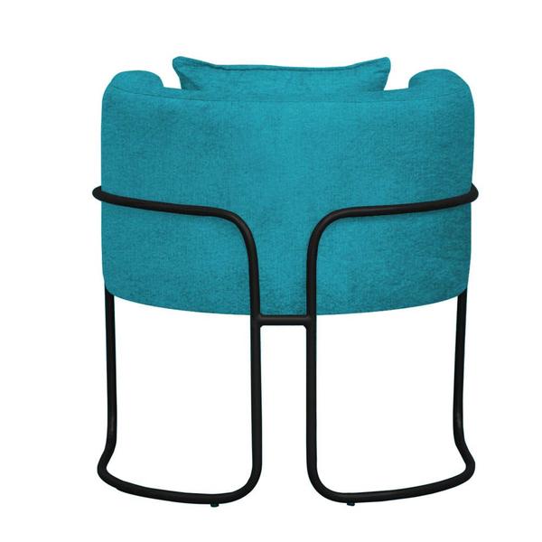 Imagem de Kit 05 Poltrona Cadeira Sirus Luxo Industrial Ferro Preto Suede Azul Turquesa - Ahz Móveis