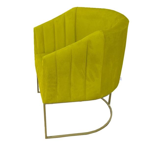 Imagem de Kit 05 Poltrona Julia com base de ferro Sala de estar Escritório Recepção Clinica Suede Amarelo - D'Classe Decor