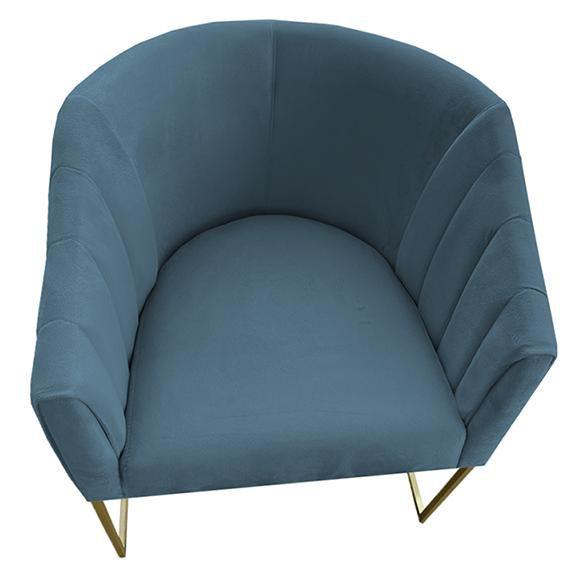 Imagem de Kit 05 Poltrona Julia com base de ferro Sala de estar Escritório Recepção Clinica Suede Azul Tiffany - D'Classe Decor