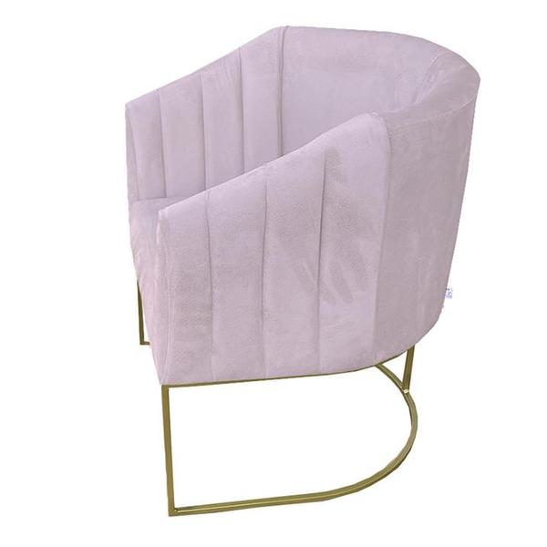 Imagem de Kit 05 Poltrona Julia com base de ferro Sala de estar Escritório Recepção Clinica Suede Rosa Bebê - D'Classe Decor