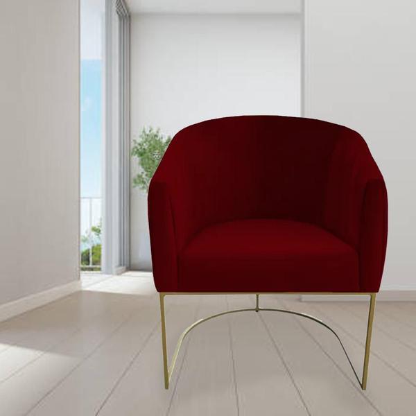 Imagem de Kit 05 Poltrona Julia com base de ferro Sala de estar Escritório Recepção Clinica Suede Vermelho - D'Classe Decor