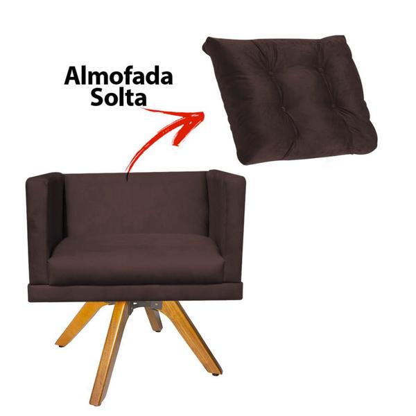 Imagem de Kit 05 Poltrona Milena Confort Base Giratória Caramelo Com Almofada Sala Recepção Escritório Suede Marrom - DAMAFFÊ MÓVEIS